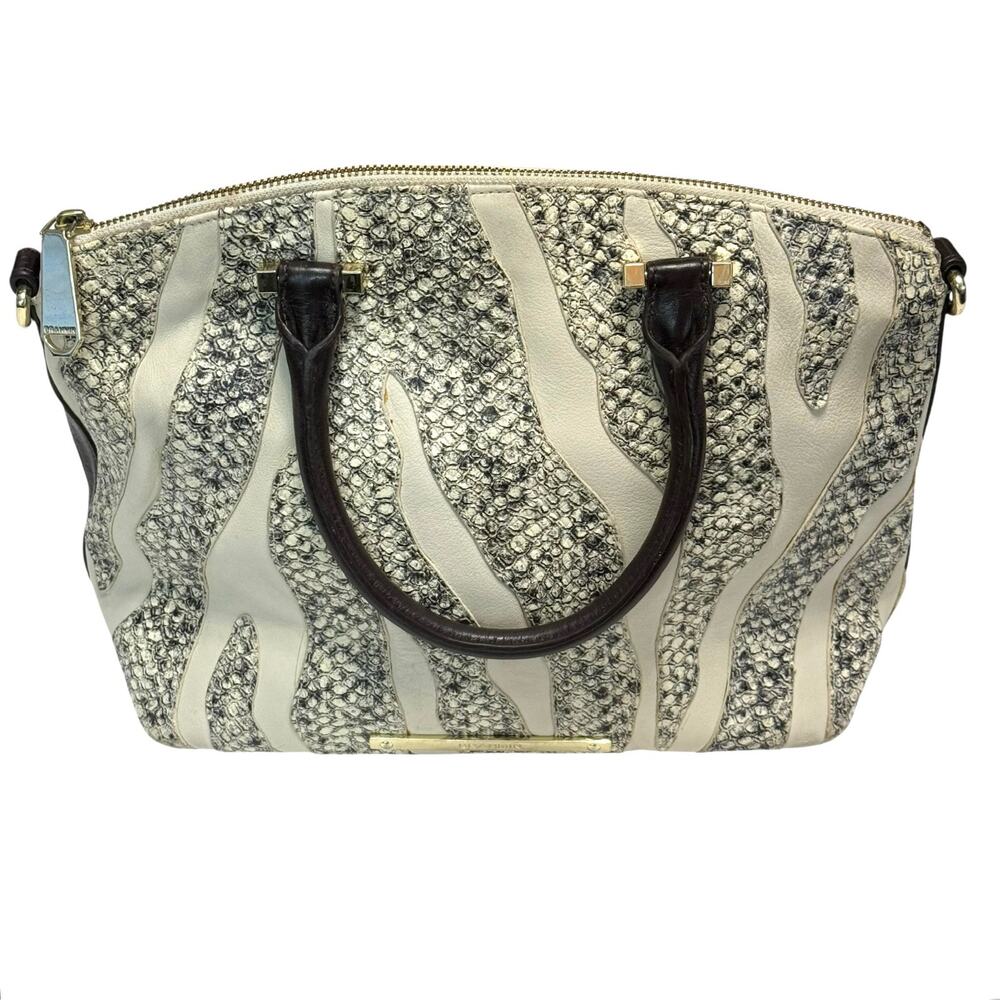 Brahmin Duxbury Creme Solymar Satchel in Tan/Brown - Croc-Embossed Leather - Picture 2 of 9